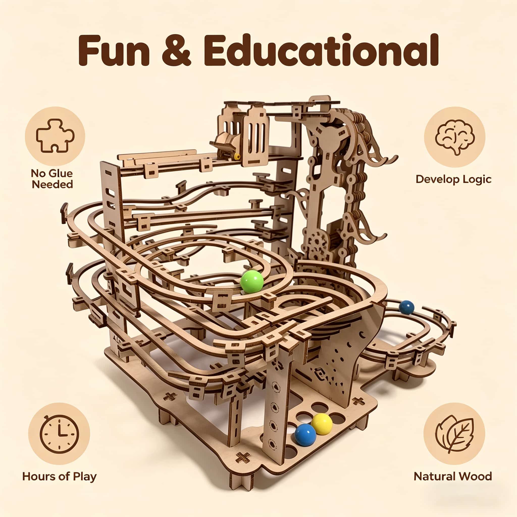 Mechanical Marble Run 3D Woode - огляд і ціна Running Gear Track