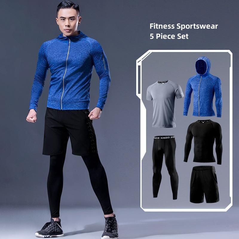 5-Piece Men's Fitness Clothes  - огляд і ціна Running Gear Autumn