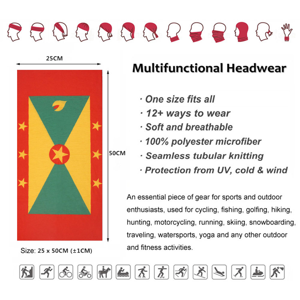 Grenada Flag Pattern Face Band - огляд і ціна Running Gear Autumn